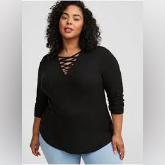 torrid Tops - Torrid Black Crisscross Long Sleeve Top